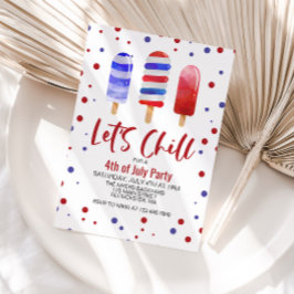 4:e juli Låt oss Rött vitt blått ispops Inbjudningar