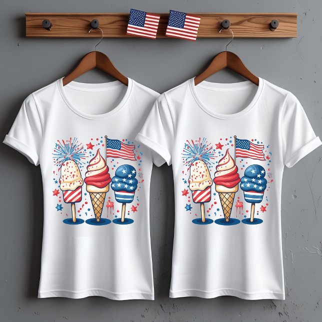 4:e juli Leverans med iskräm och Flagga T Shirt (Skapare uppladdad)