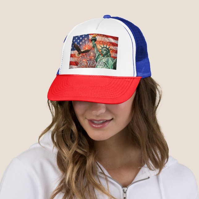 4:e juli Liberty Eagle Fyrverkerier USA 250-årsjub Keps (In Situ)