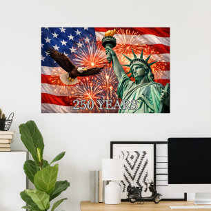 4:e juli Liberty Eagle Fyrverkerier USA 250-årsjub Poster