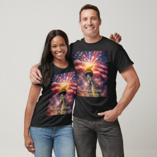 4:e juli Liberty Torch Fyrverkerier USA 250-årsjub T Shirt