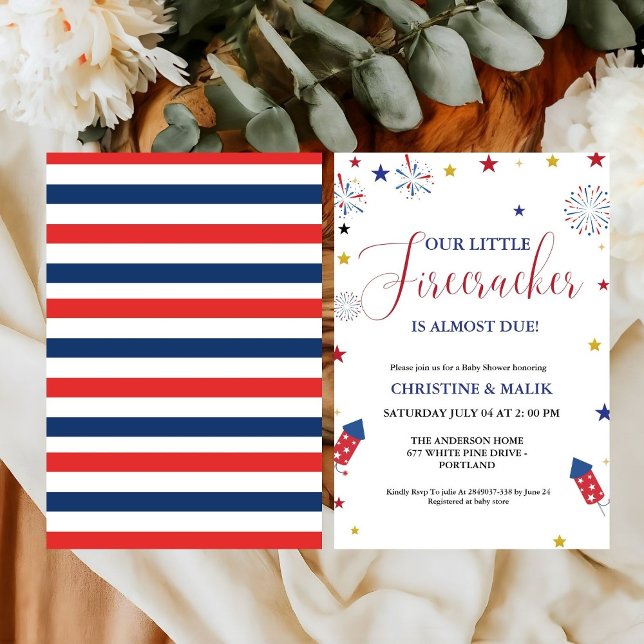4:e juli Lilla Firecracker Baby Shower Inbjudningar (Skapare uppladdad)