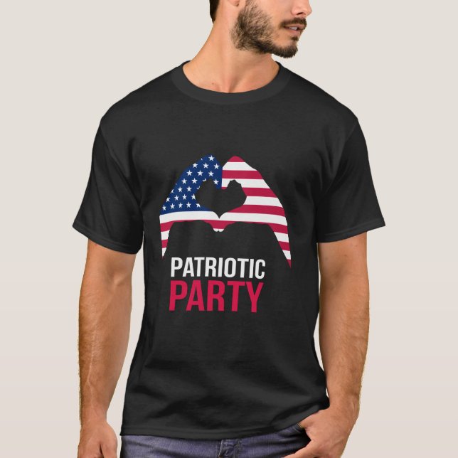 4:e juli Ljuny Patriotic Party America USA Heart F T Shirt (Framsida)