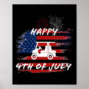 4:e juli: Looping Parad Helgdag Golf Cart Ameri Poster