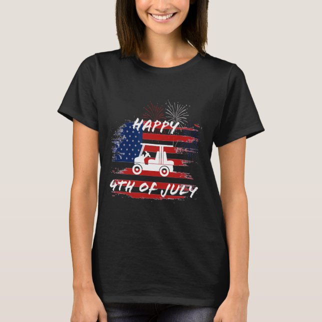4:e juli: Looping Parad Helgdag Golf Cart Ameri T Shirt (Framsida)
