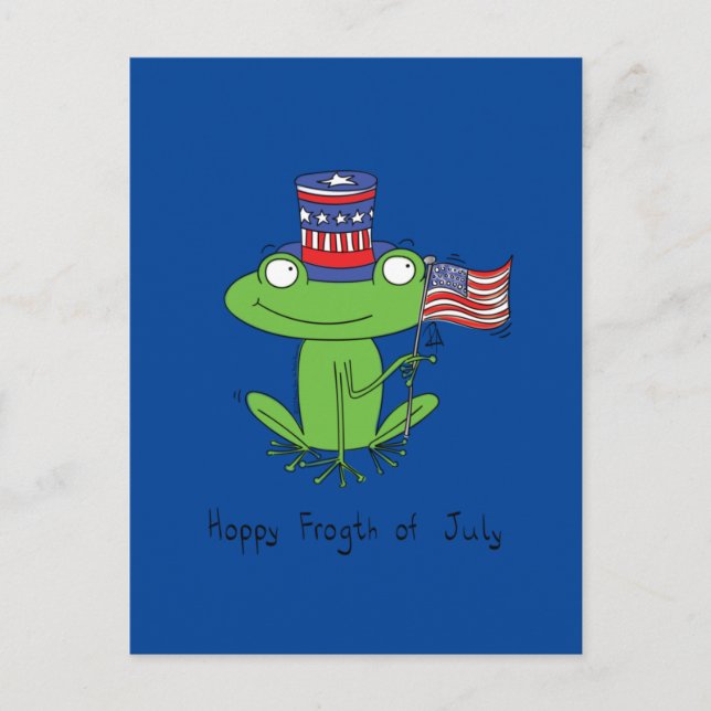 4:e juli: Lusare amerikan Frog Vykort (Framsida)