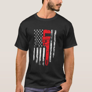 4:e juli Lusnyamerikanska Flagga Patriotic Plumber T Shirt