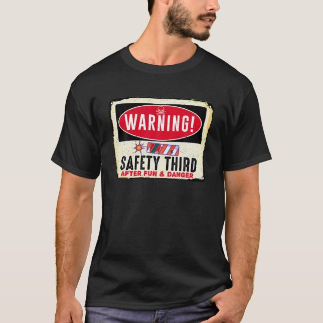 4:e juli lustiga fyrverkeriskåp - säkerhet t shirt (Framsida)