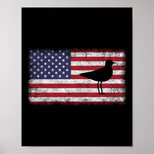 4:e juli: Lustigt patriotiskt snutt Plover Bird Kä Poster