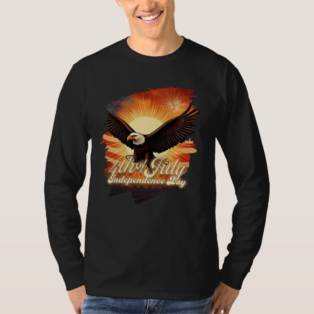 4:e juli - Majestic Eagle & Fireworks Tribute 🦅 T Shirt (Framsida)