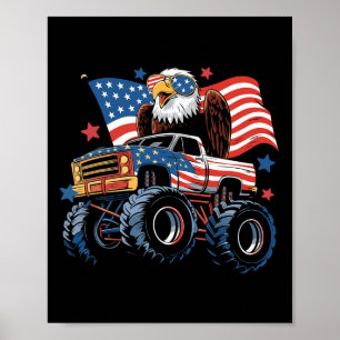 4:e juli måndag i Monster Lastbil Örn Amerikanska  Poster