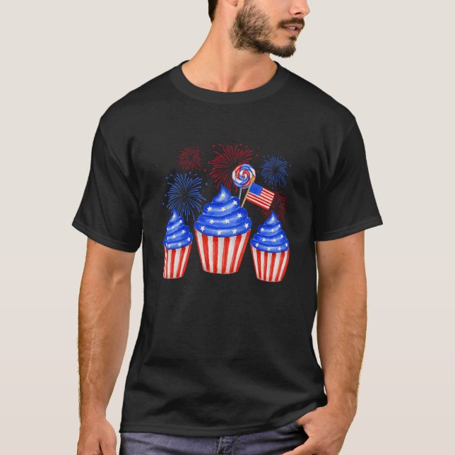 4:e juli Memorial Day Patriotic Ice Cream Manar T Shirt (Framsida)