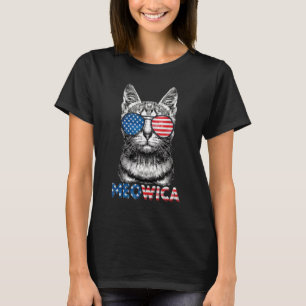 4:e juli Meowica Cat Merica Manar USA Fl T Shirt