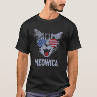 4:e juli Meowica Patriotisk Kitty Merica Katt USA T Shirt