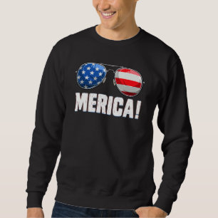 4:e juli Merica American Flagga Sunglasses Boys G Lång Ärmad Tröja