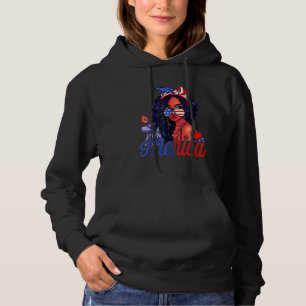 4:e juli, Merica Black Women US Flagga Afro Indepe T Shirt