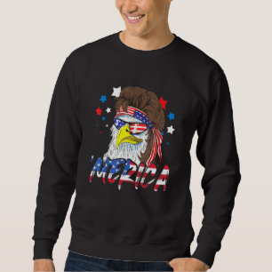 4:e juli Merica Eagle Mullet Usa American Flagga Lång Ärmad Tröja