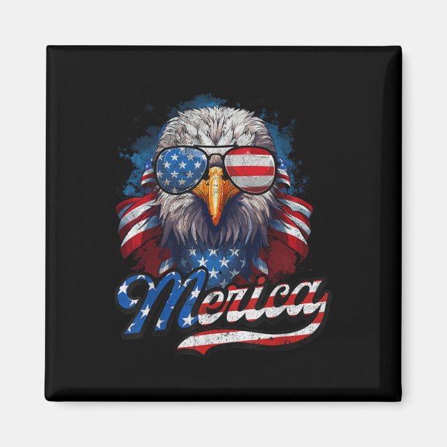 4:e juli Merica Eagle USA flagga American Indepen Magnet (Framsidan)