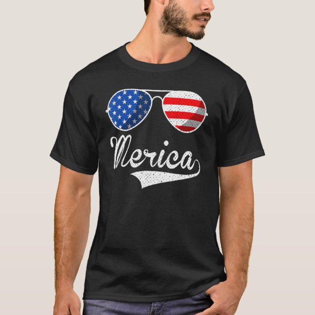 4:e juli Merica Manar Women American Flagga Patrio T Shirt (Framsida)