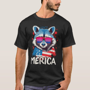 4:e juli: Merica Raccoon Bisexual Sunglasses Fla T Shirt