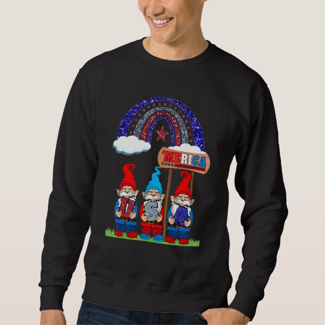 4:e juli: Merica Rainbow Flagga Patriotic Garden G Lång Ärmad Tröja (Framsida)
