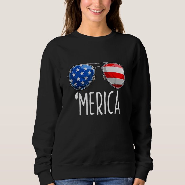 4:e juli: Merica Sunglasses all America USA Fla T Shirt (Framsida)
