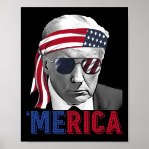 4:e juli: Merica Trump American Flagga USA Poster