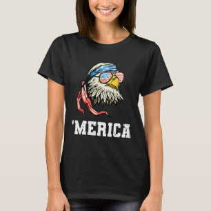 4:e juli Merica USA flagga Byld Eagle Patriotic V T Shirt