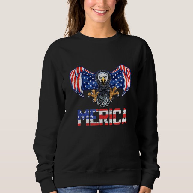 4:e juli Merica USA flagga Örn Patriotic T Shirt (Framsida)