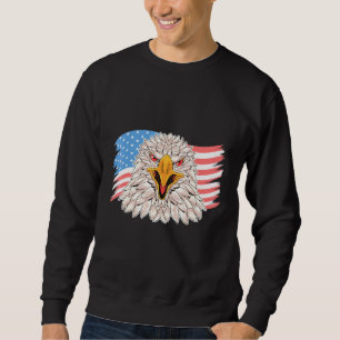 4:e juli Merica USA flagga Örn Patriotic V Lång Ärmad Tröja