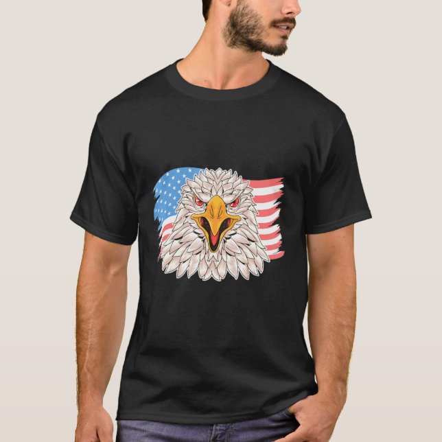 4:e juli Merica USA flagga Örn Patriotic V T Shirt (Framsida)