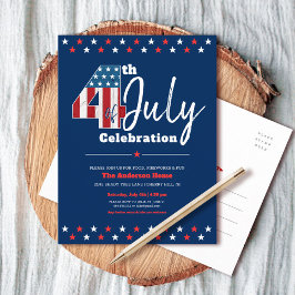 4:e juli: Modern Rustic Wood USA flagga Inbjudan Vykort