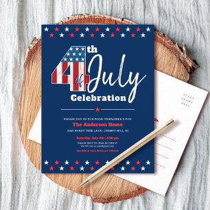 4:e juli: Modern Rustic Wood USA flagga Inbjudan Vykort