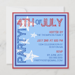 4:e juli Modern Stars Party-inbjudan Inbjudningar