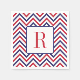 4:e juli: Monogram Party Red White och Blue Pappersservett