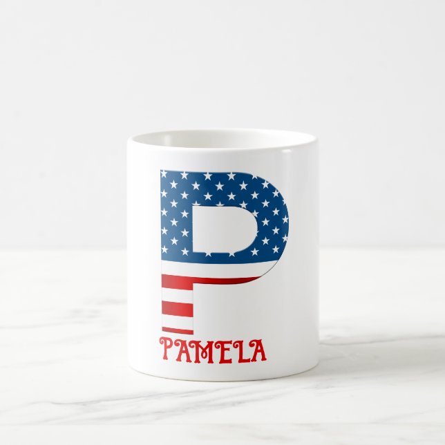 4:e Juli Monogram Personlig Kaffe Mugg (Center)