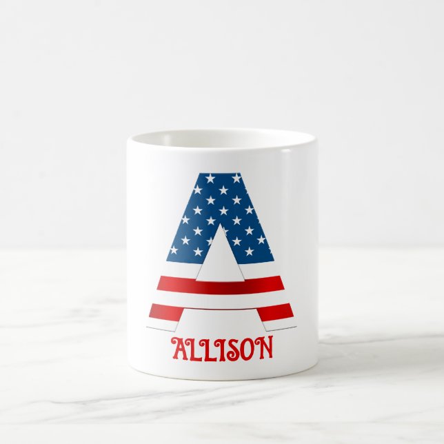 4:e juli-monogram Personlig kaffemugg (Center)