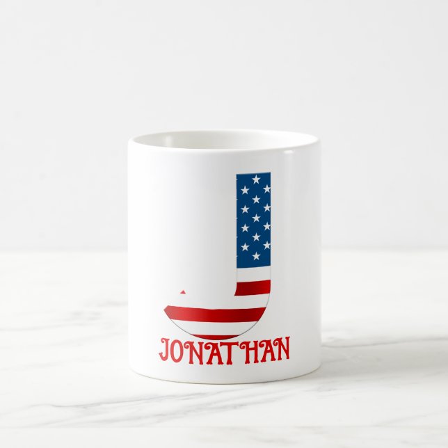 4:e juli-monogram Personlig kaffemugg (Center)