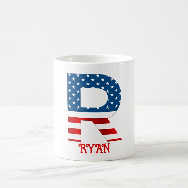 4:e juli-monogram Personlig kaffemugg (Center)