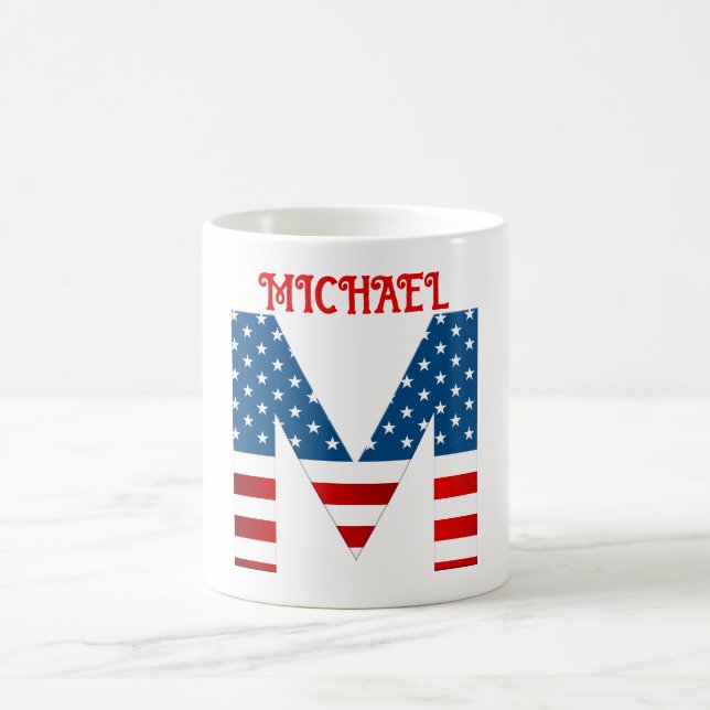 4:e juli-monogram Personlig kaffemugg (Center)