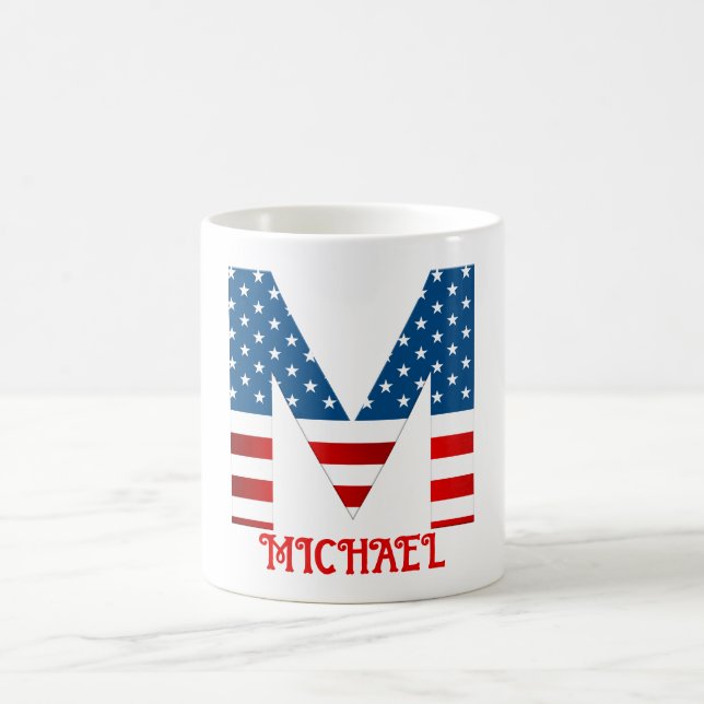 4:e juli-monogram Personlig kaffemugg (Center)