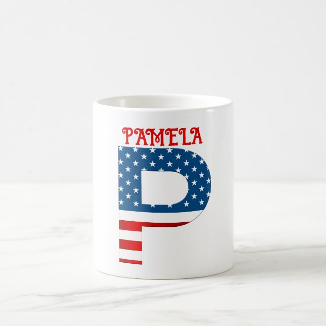 4:e juli-monogram Personlig kaffemugg (Center)