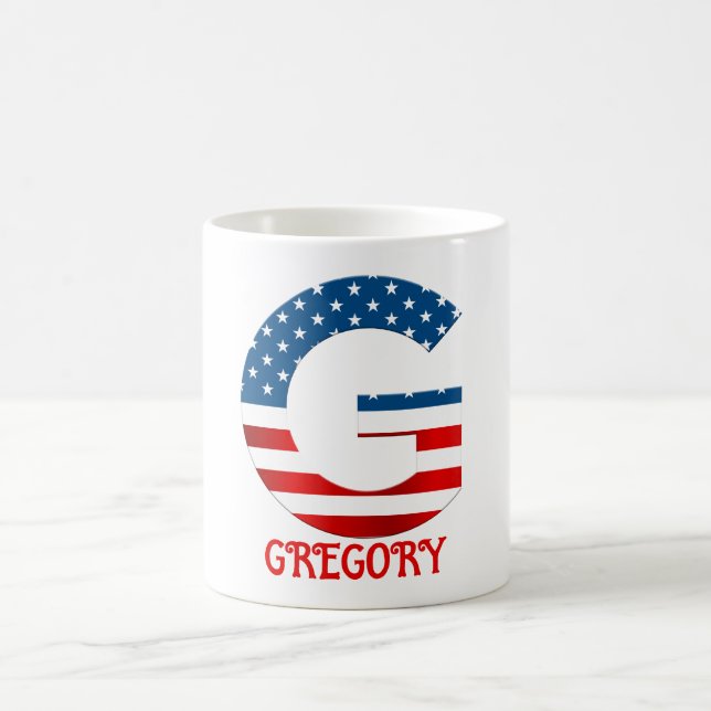 4:e juli-monogram Personlig kaffemugg (Center)