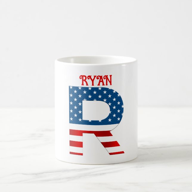 4:e juli-monogram Personlig kaffemugg (Center)