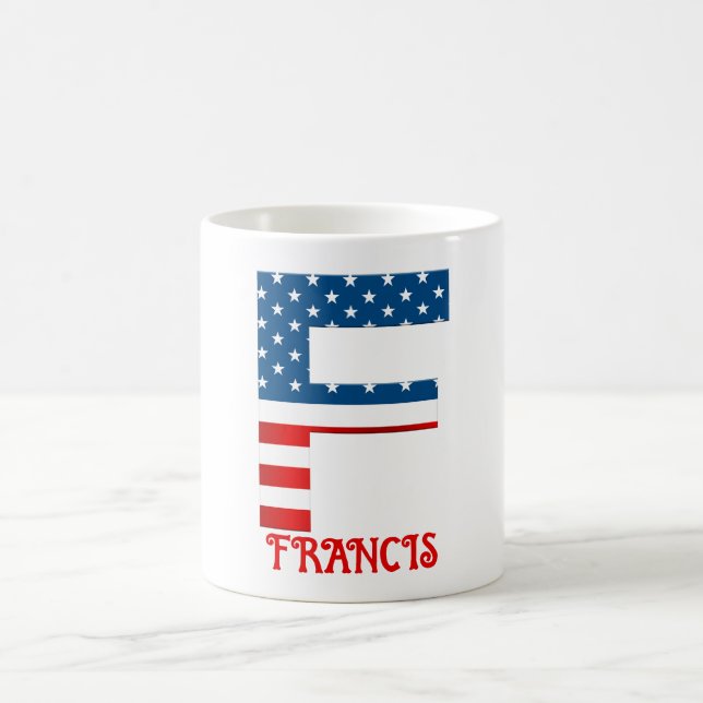 4:e juli-monogram Personlig kaffemugg (Center)