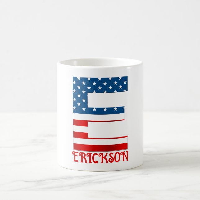 4:e juli-monogram Personlig kaffemugg (Center)