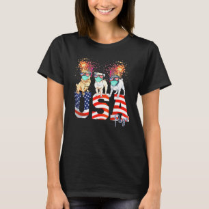 4:e Juli Mops Hund Självständighetsdagen T Shirt
