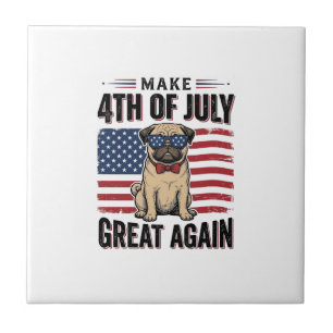 4:e juli Mops Patriotisk Vintage T-Shirt Design_1 Kakelplatta