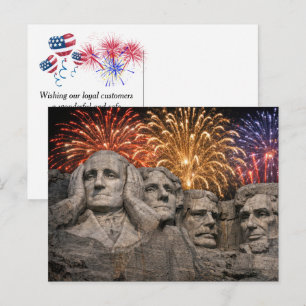 4:e juli Mount Rushmore-humor med fyrverkerier Vykort
