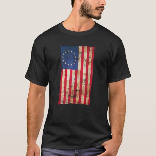 4:e juli Oberoende Betsy Ross 1776 USA flagga T Shirt (Framsida)